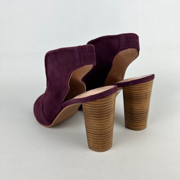 Brenda Zaro Womens Burgundy Suede Leather Peep Toe Block Heel Pumps size 10 10.5 - Picture 7 of 15